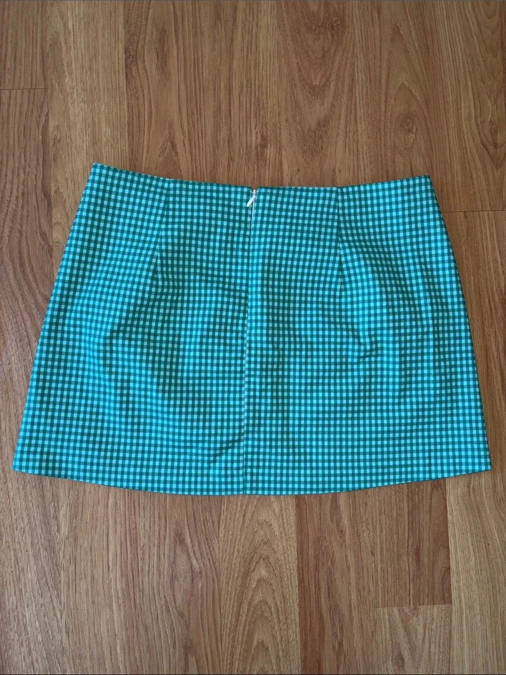 Urban Outfitters Teal Light Blue Gingham Mini Skirt